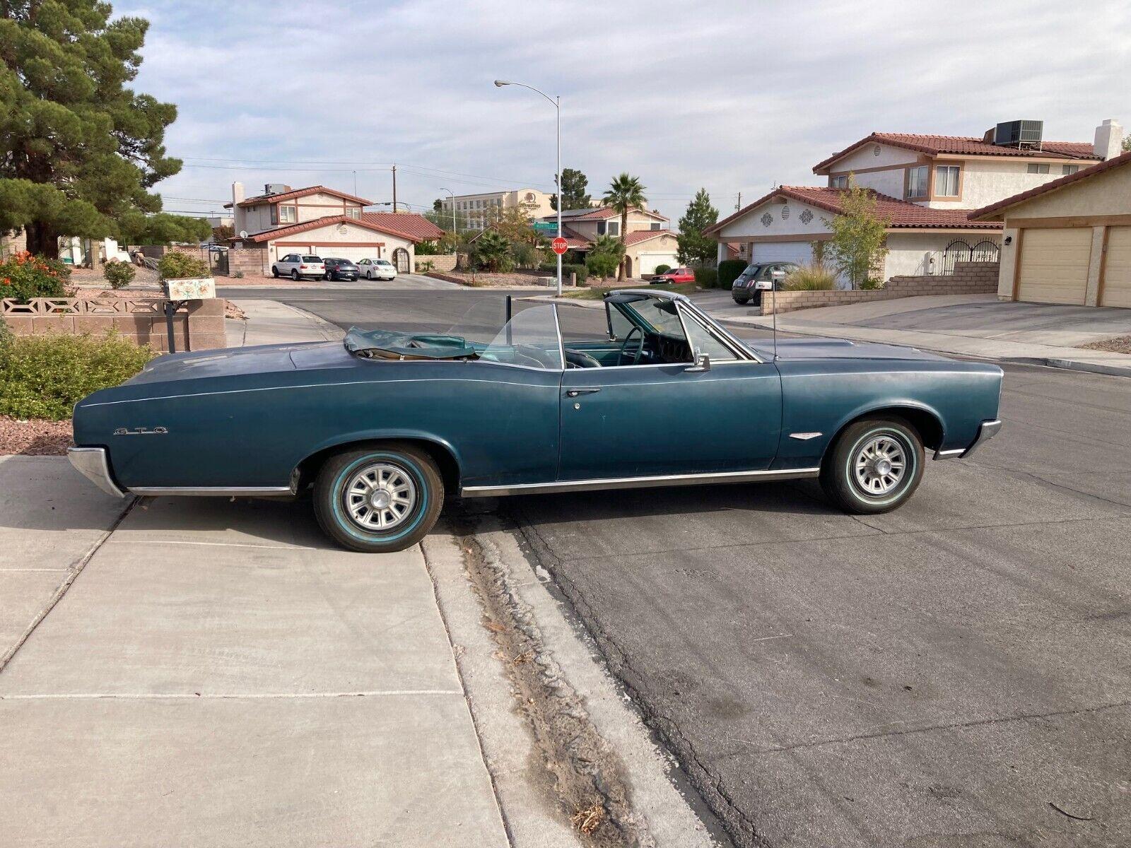 1966 pontiac gto convertible titleclean green