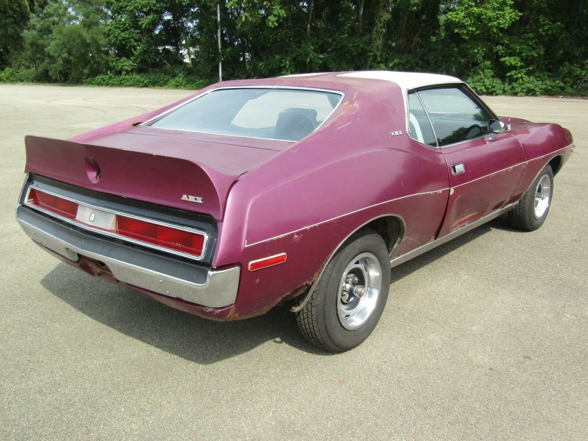 1971 amc amx wild plum metallic with white interior & 360 "go" package