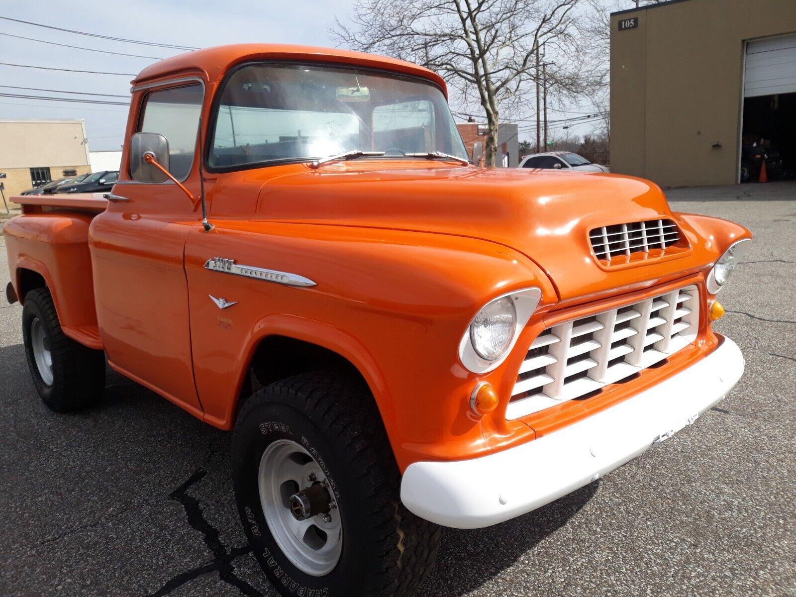 1955 chevrolet 3100 short bed stepside big back window pickup truck great shape