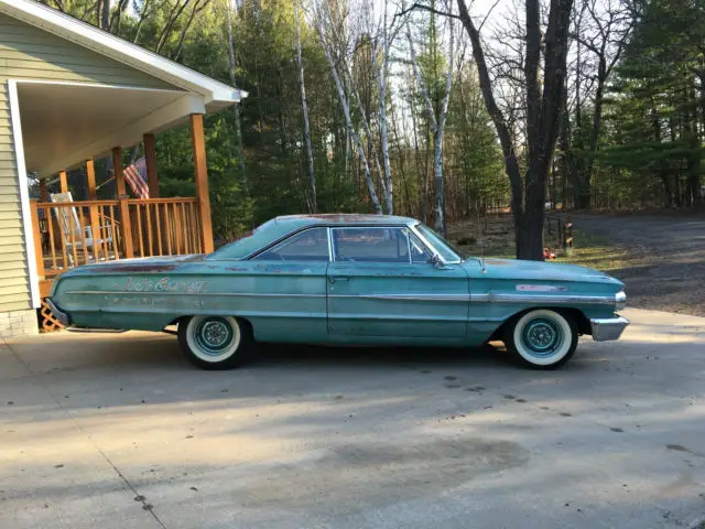 1964 ford galaxie 500 hard top patina rat rod super stocker black plate car