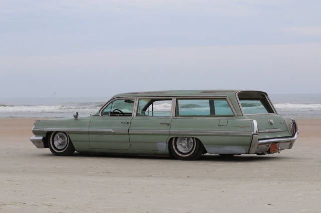 1962 pontiac safari air ride bagged patina wagon rat rod surff wagon woody