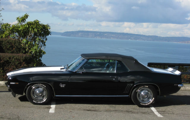 1969 chevrolet camaro black pro-touring added ss rs convertible 69