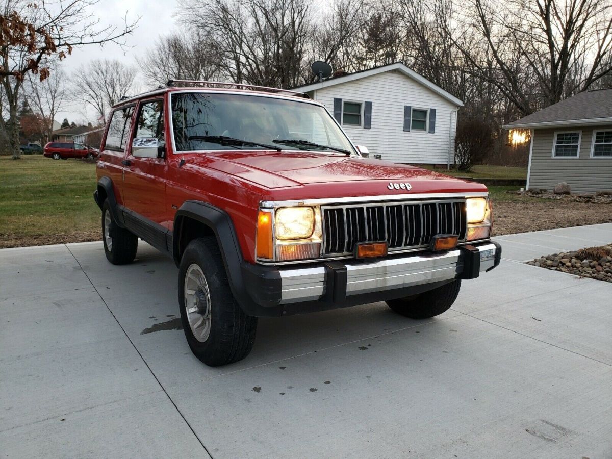 1990 jeep cherokee suv red 4wd manual laredo