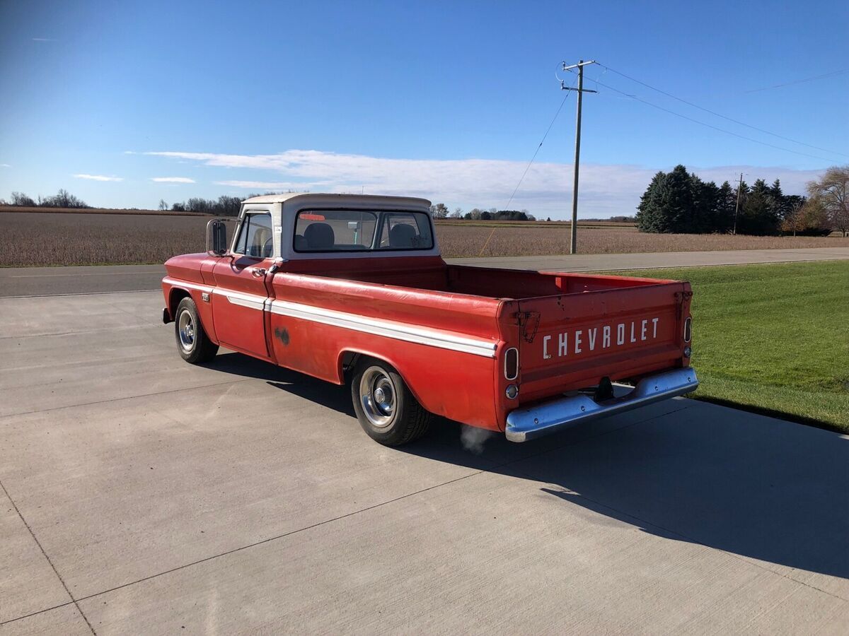 1966 chevrolet c-10 pickup red rwd manual deluxe