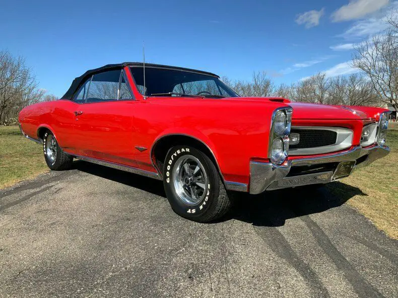 1966 pontiac gto 400 tripower 4 speed ps pb 0 red convertible 400 v8 4 speed man