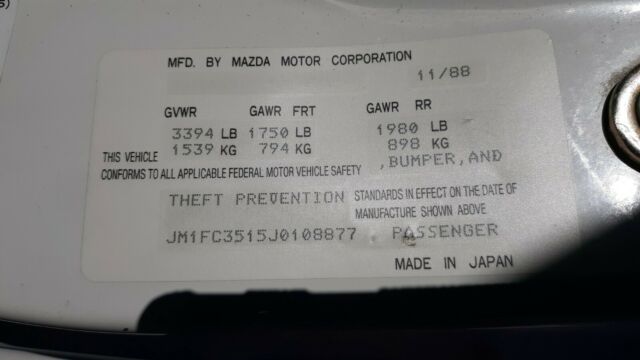 mazda rx7 convertible garage kept since new!
