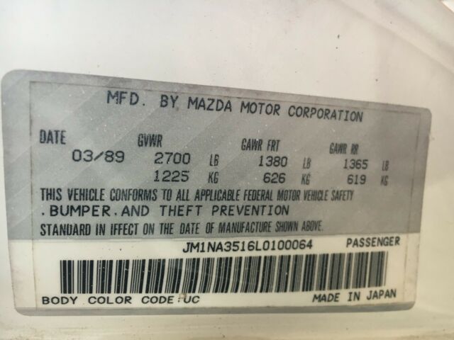 pre-mass production "first article" 1990 miata. march '89 manufacture date