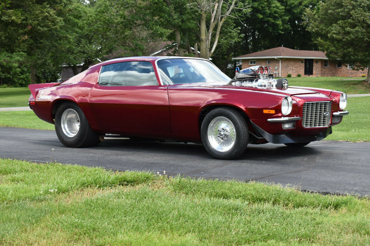 prostreet 1970 camaro, 'blown' 496 chevy, turbo 400, 9" 4-link, ex. cond (video)