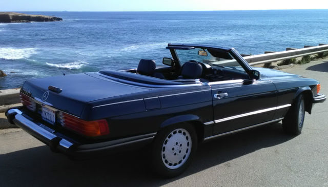 excellent classic '89 mercedes 560sl blue/blu/blu newer top, tune, all records