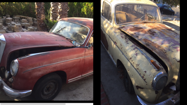 2 mercedes benz 220 s ponton 1956 and 1957