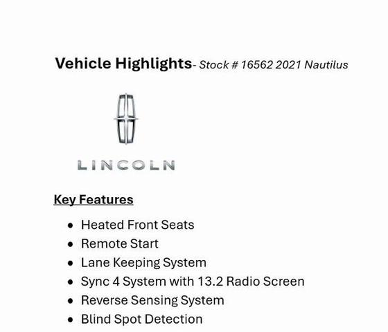 2021 lincoln nautilus standard