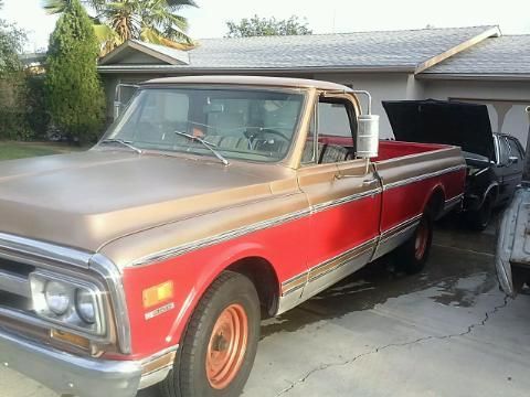 gold & red fleetside longbed, all original,body needs a little tlc,runs good