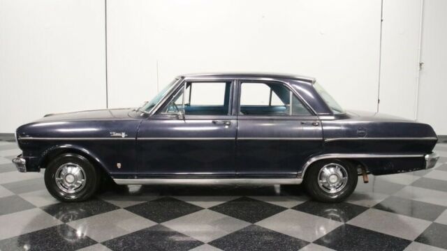 classic vintage chrome chevy nova inline 6 auto transmission blue