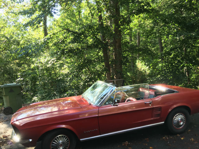 1967 convertible mustang, red exterior, red/black interior, 73000 miles