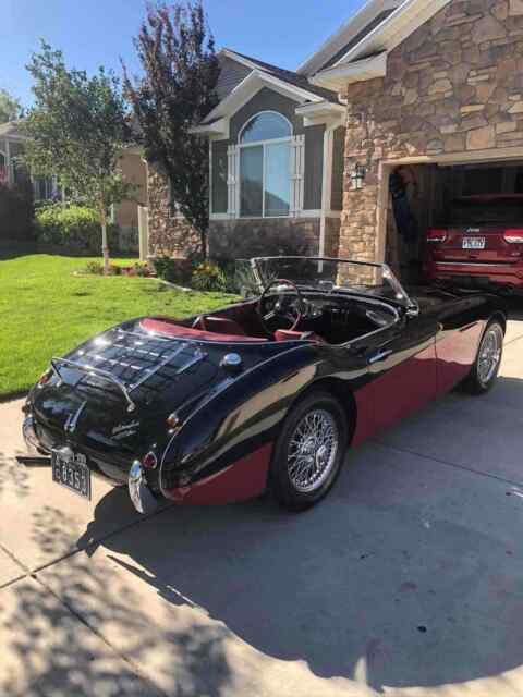 1957 austin-healey 100 six roadster black/maroon rwd manual w/ od