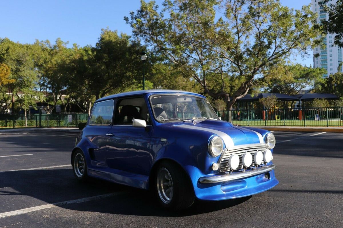 custom blue classic mini cooper, model 1275 gt, year 1972, engine rebuilt