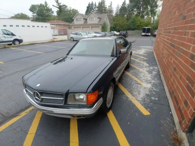 1984 500sec coupe euro model blue/tan w126 runs/ drives project but good start