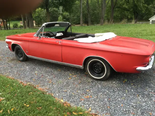1964 chevy red corvair monza convertible white top black interior 4 speed