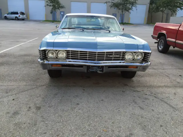 1967 impala 2 door oem marina blue tutone white painted roof documented 2 owner