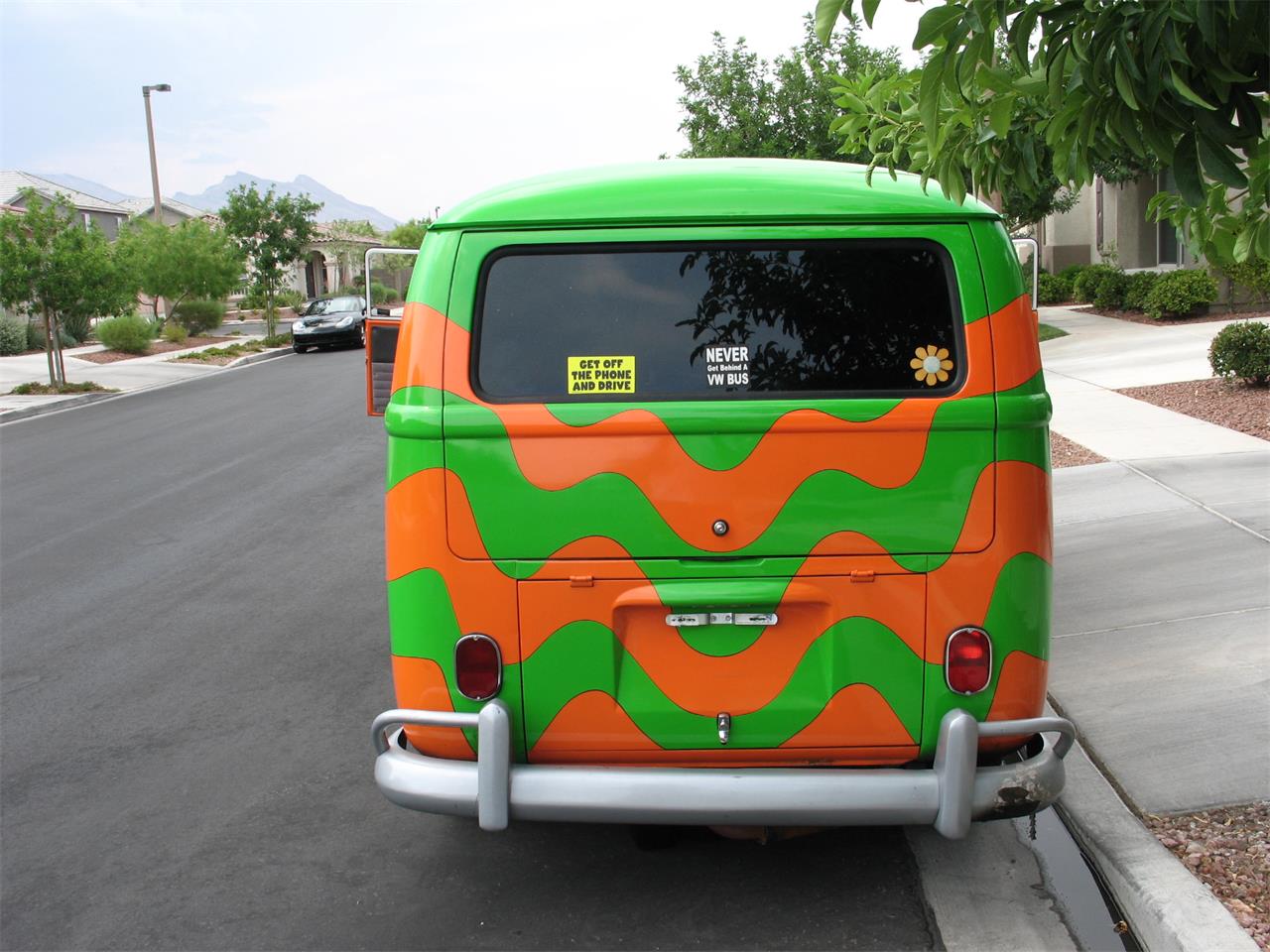 volkswagen bus orange/green/multi