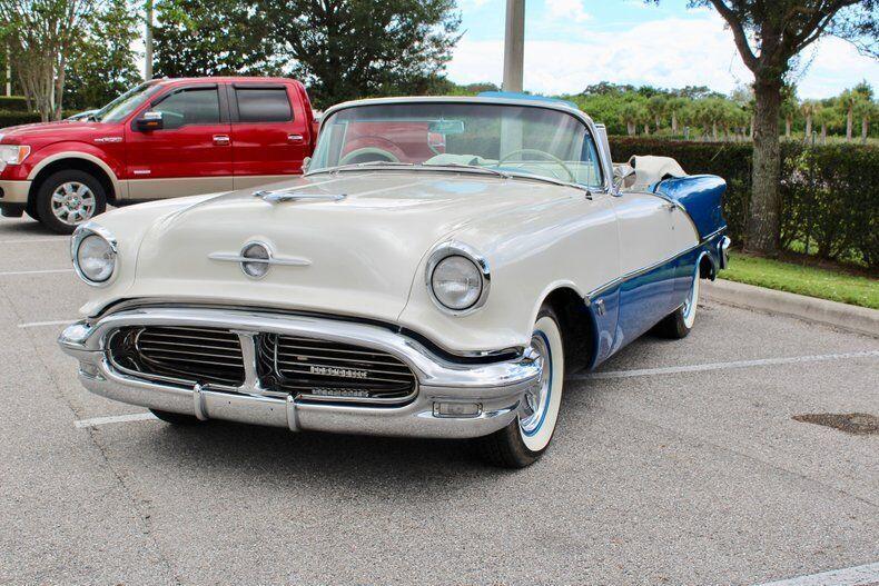 1956 oldsmobile eighty eight 2 tone blue white sedan