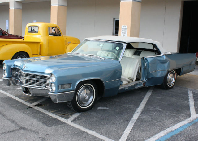 damaged rust free survivor -1966 cadillac de ville convertible - 59k mi