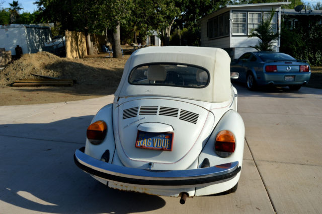 1979 vw beetle bug convertible, california car, triple white, nice original car