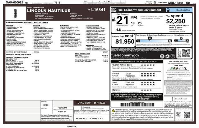 2021 lincoln nautilus reserve