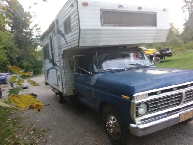 1975 ford f-350 custom w/camper fe 390 v-8 very solid 103,000 miles no reserve