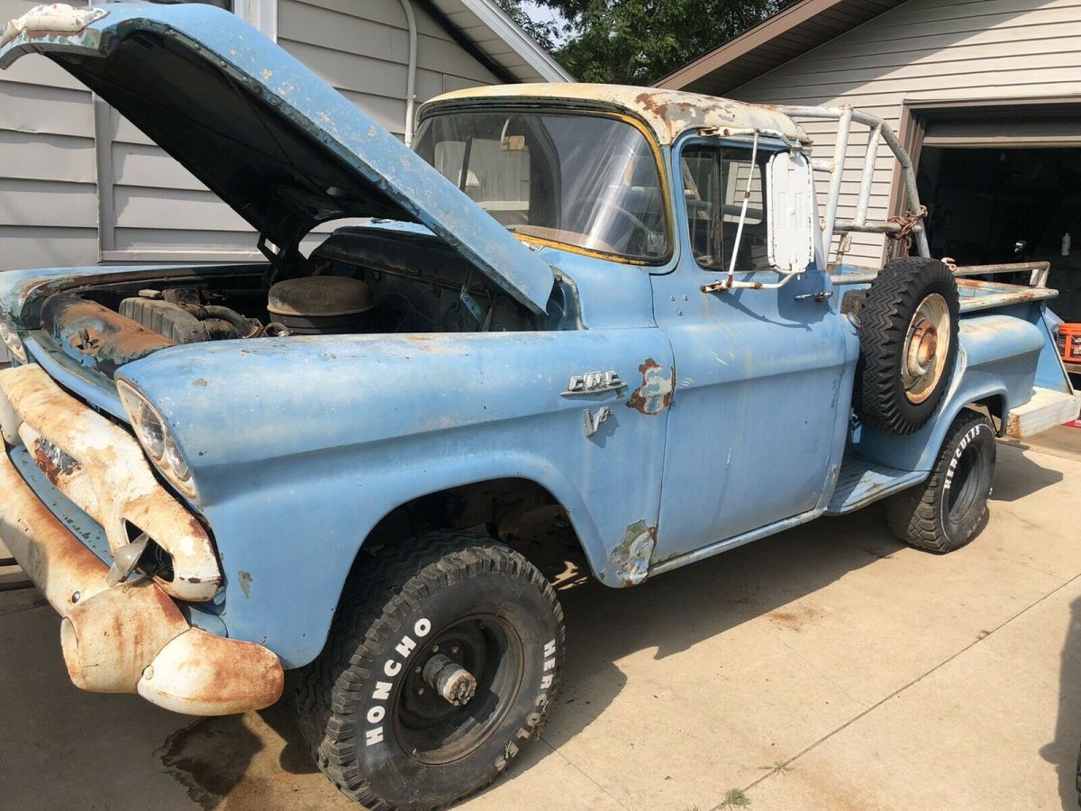 1958 gmc 100 pickup blue 4wd manual napco
