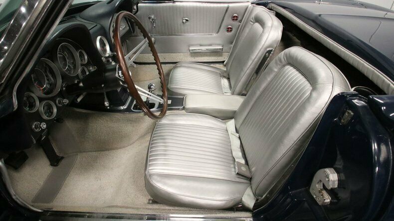 classic vintage chrome chevy sports car stingray convertible 327 v8 blue