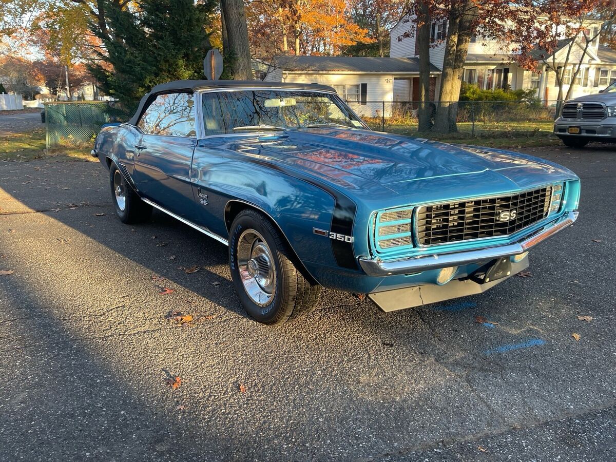 1969 chevrolet camaro convertible blue rwd automatic rs ss