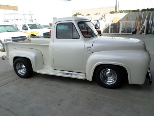 1955 ford pick up ,pearl white,v8.a/c,tilt front end,just compleated
