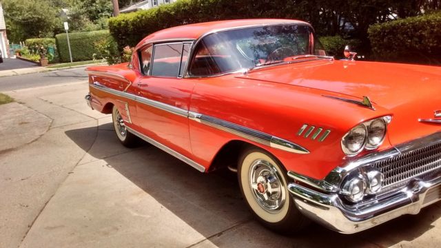 1958 chevrolet impala sport coupe - rio red -restored