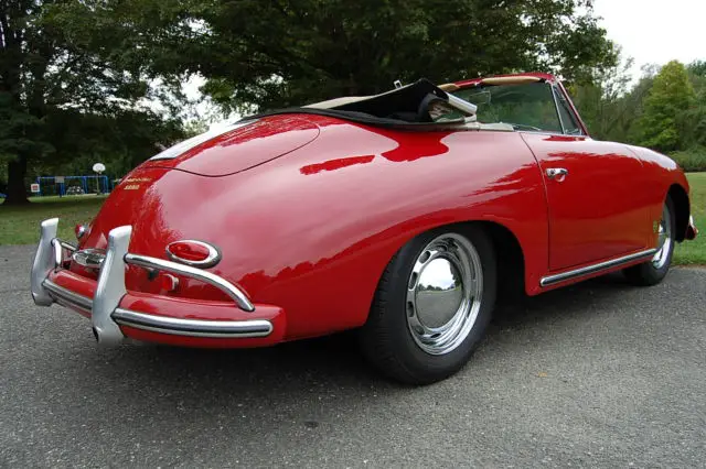 1959 porsche 356 cabriolet red with red interior