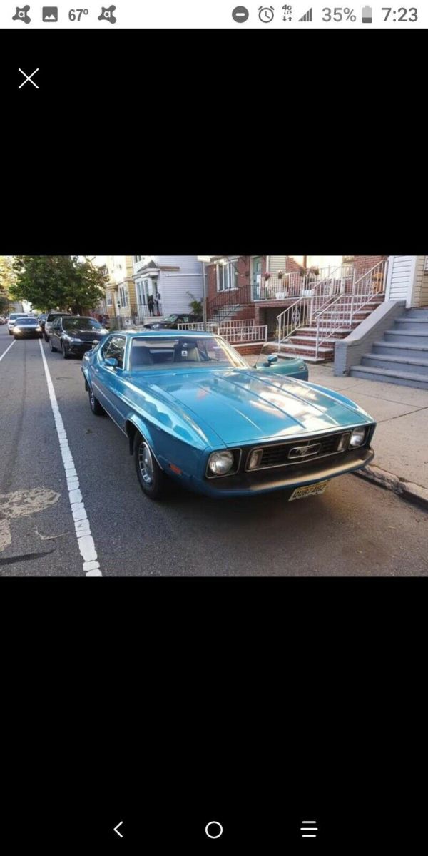 1973 ford mustang coupe blue rwd automatic base