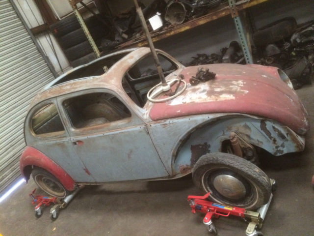 1957 vw bug beetle oval window rag top