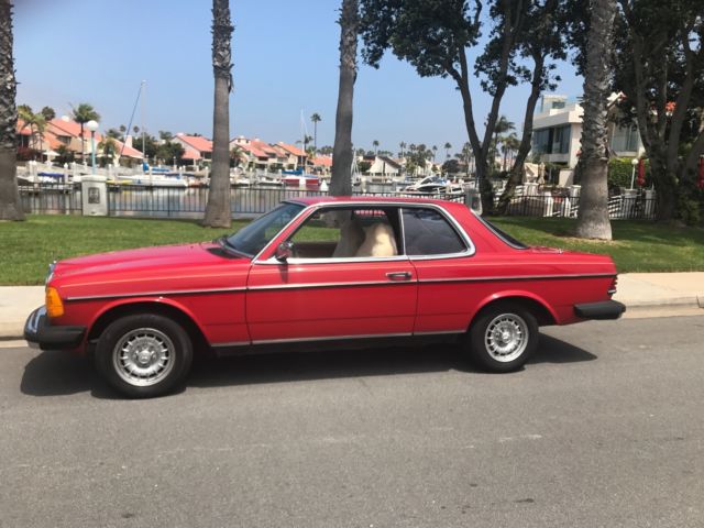 1984 rare signal red mercedes benz 300 coupe diesel turbo, w123 engine