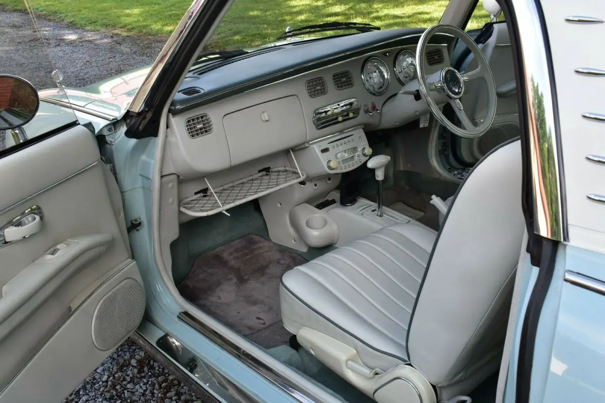 1991 nissan figaro â€” 6k miles, great condition, light blue, white interior