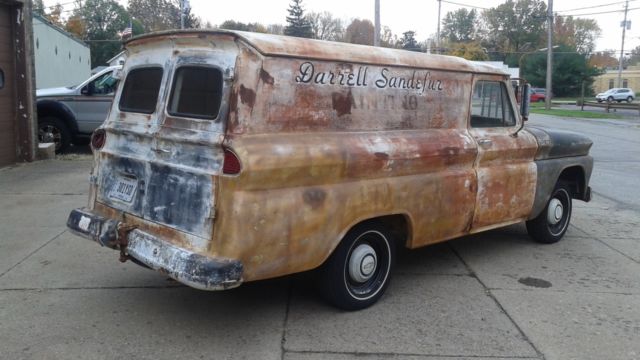 1965 chevy panel truck,suburban, patina,straight 6,3 on tree,drive it home