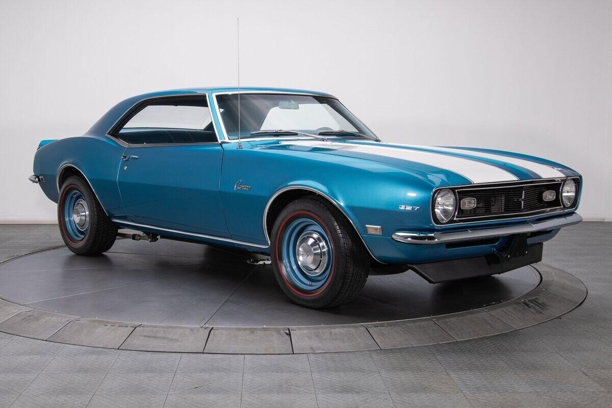 1968 chevrolet camaro marina blue hardtop 383 v8 14410 miles