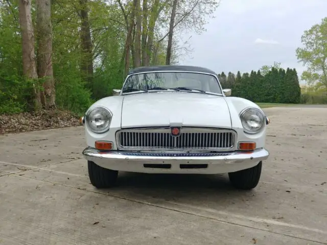 vintage mgb roadster - chrome bumpers with rare factory hardtop