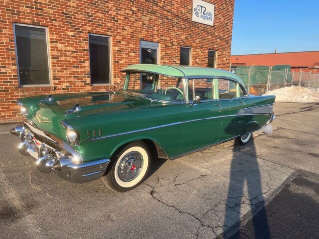 1957 chevrolet bel air sedan green rwd automatic bel air