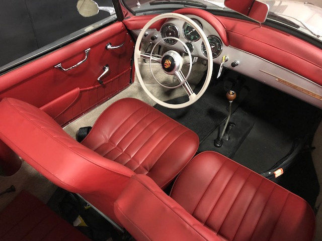 1959 porsche 356 spider / convertible 1600 super in silver / red / 88,501 miles
