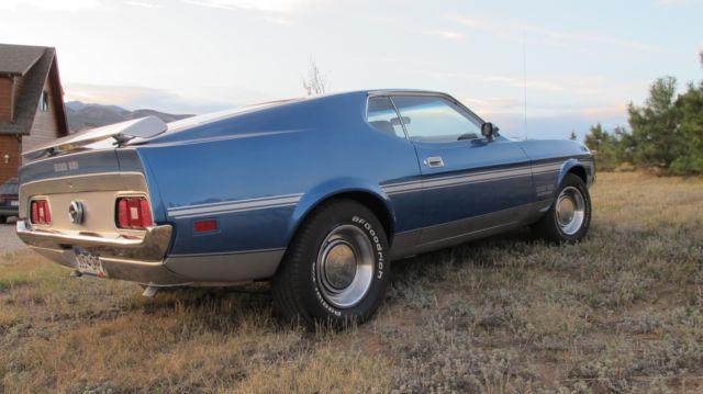 1971 boss 351 mustang | bright blue metallic-argent