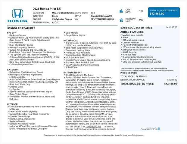 2021 honda pilot awd special edition