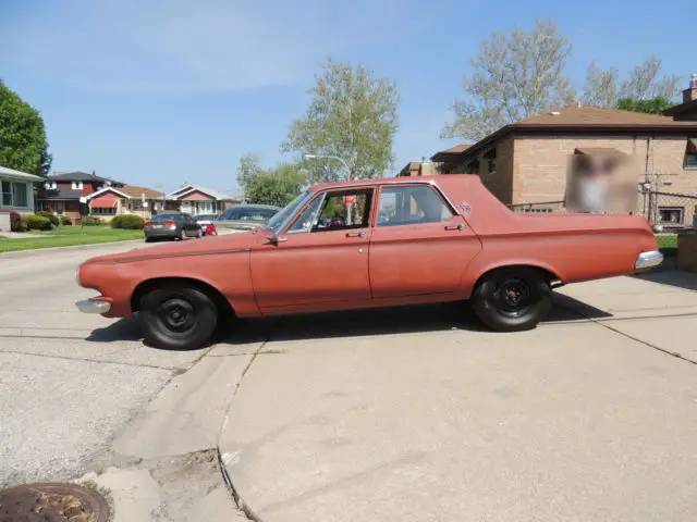 1963 dodge 330 4-door slant 6, primer red