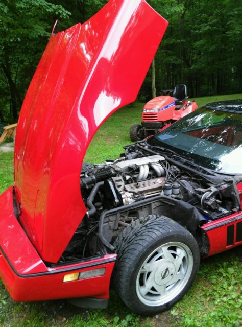 1989 red corvette with red interior