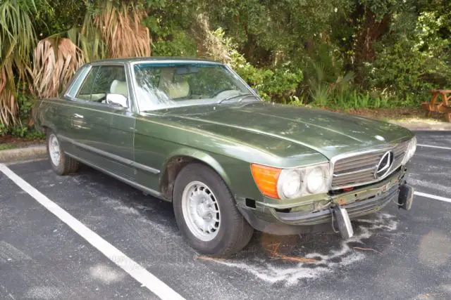 1973 mercedes benz 350slc euro 3.5l 862g green over velour interior