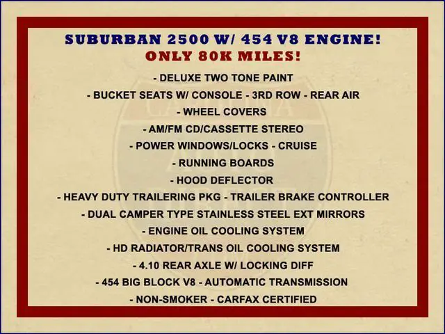1991 chevrolet suburban 2500 rwd silverado - only 80k miles! tan suv 8 automatic